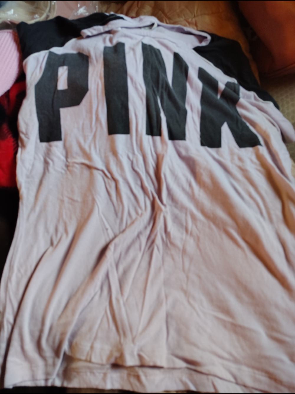PINK Victoria's Secret Light Lavender Tee with Black Logo